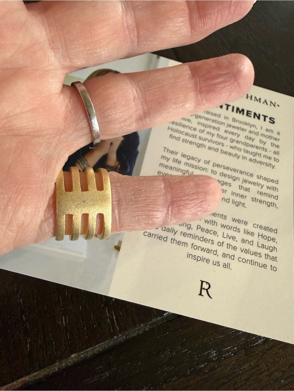Freida Rothman Sterling Stacked Rings - Mixed Metal Statement Set - Picture 4 of 6